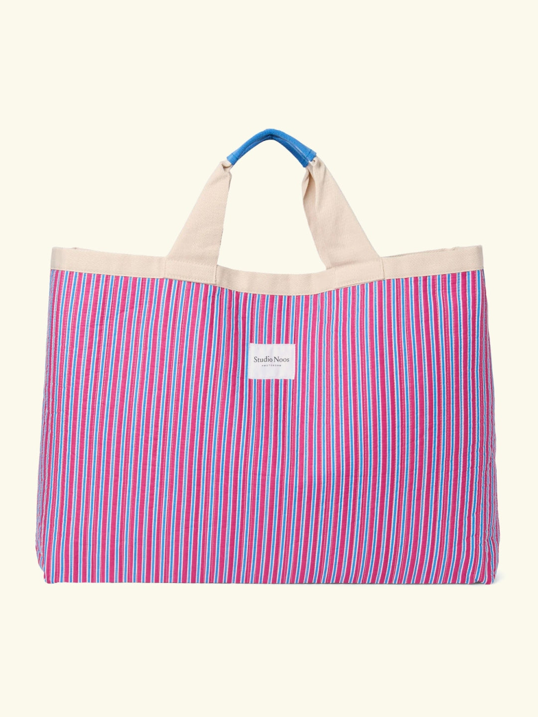 Studio Noos Poplin Striped Beach Bag, Studio Noos poplin rannakott, Raspeberry
