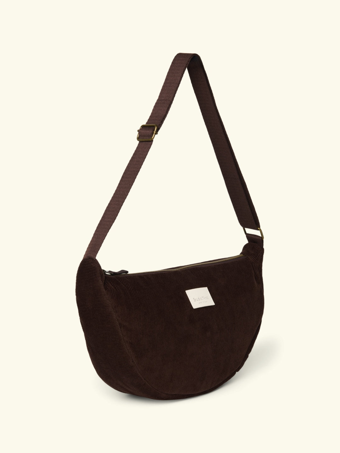 Studio Noos rib puffy fanny pack adult, dark brown, Studio Noos velvetkangast puffy fanny pack kott, tumepruun