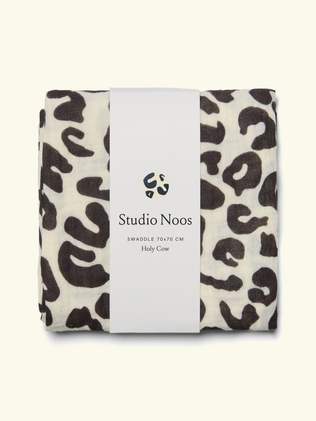 Studio Noos swaddle, muslin baby blanket, black and white Holy Cow, Studio Noos musliintekk beebitekk must-valge, medium, keskmine