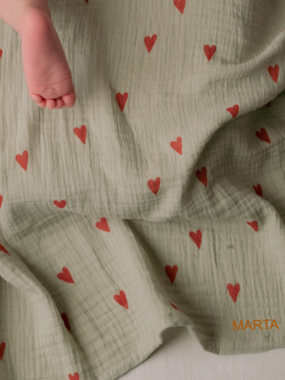 Studio Noos personalized muslin swaddle, Studio Noos nimeline musliintekk, sage green
