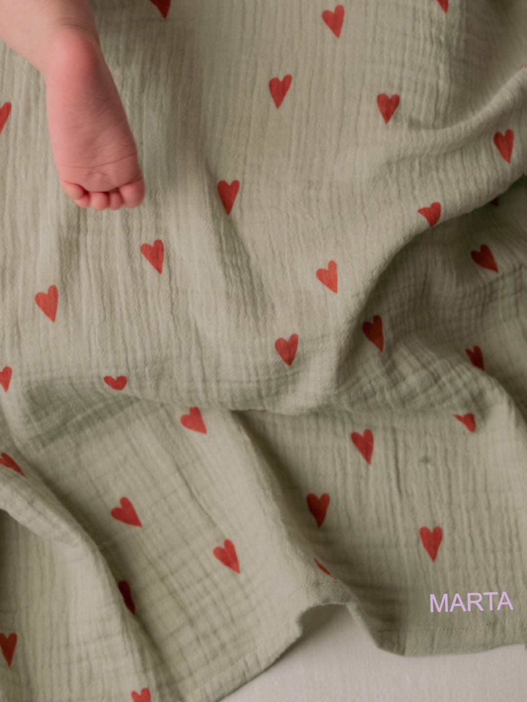Studio Noos personalized muslin swaddle, Studio Noos nimeline musliintekk, sage green