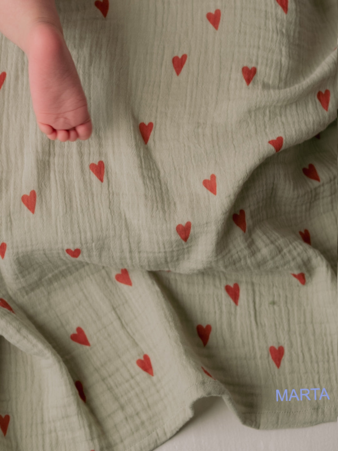 Studio Noos personalized muslin swaddle, Studio Noos nimeline musliintekk, sage green