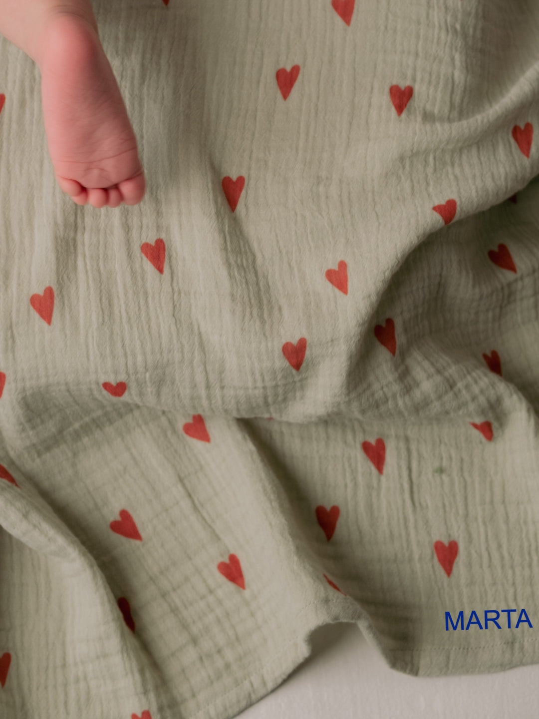 Studio Noos personalized muslin swaddle, Studio Noos nimeline musliintekk, sage green