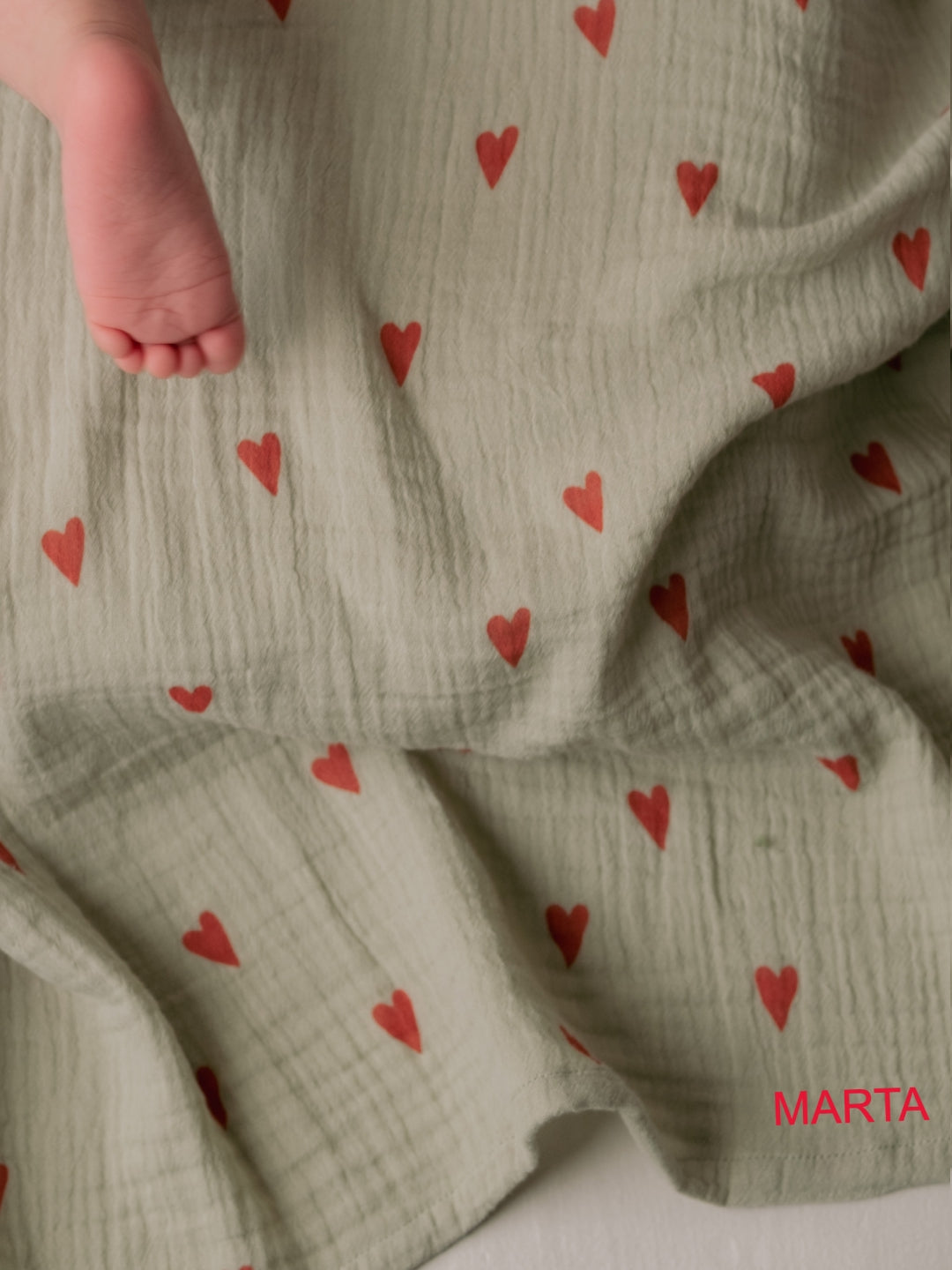 Studio Noos personalized muslin swaddle, Studio Noos nimeline musliintekk, sage green