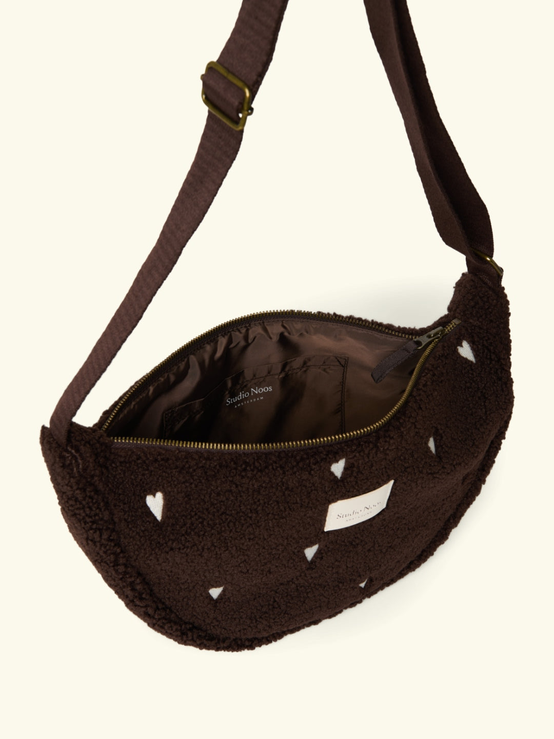 Studio Noos fanny pack with hearts, Studio Noos südametega õlakott kõhukott võõkott tumepruun, Chocolate, all-groups