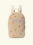 Studio Noos teddy hearts packpack Ecru, Studio Noos teddy kangast südametega seljakott lastele, light blue embroidery