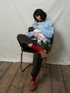 Tajinebanane pull up knitted breastfeeding sweater, Tajinebanane kootud imetamiskampsun helesinine