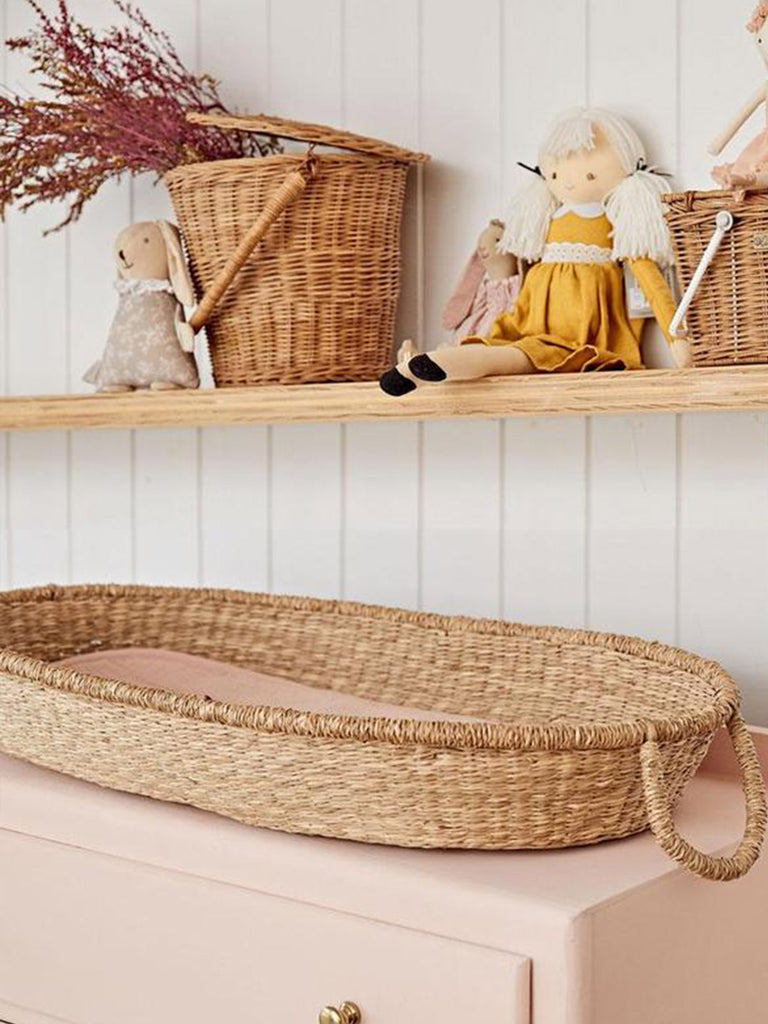 Olli Ella Changing Basket Cotton Liner, Olli Ella mähkimiskorvi kate, madrats