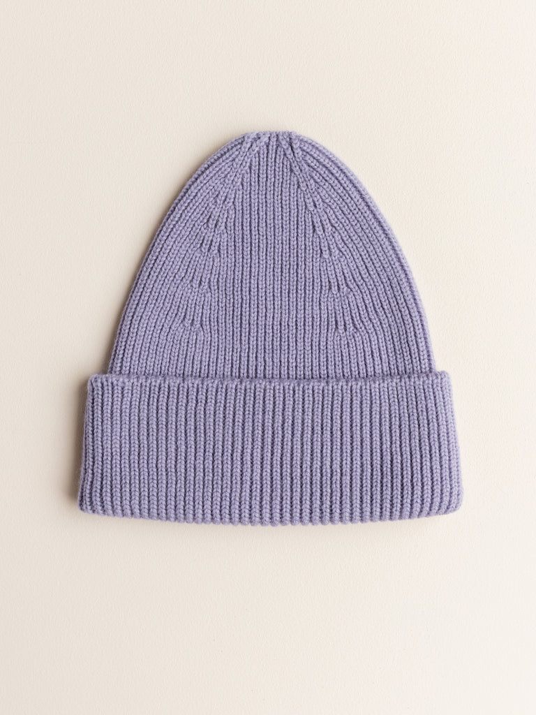 Hvid Fonzie Beanie for kids, Hvid meriinovillast müts lastele, värv helelilla, sirelililla, lilac