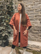 Haruu 100% Linen Kimono, Haruu 100% linane kimono, red brick