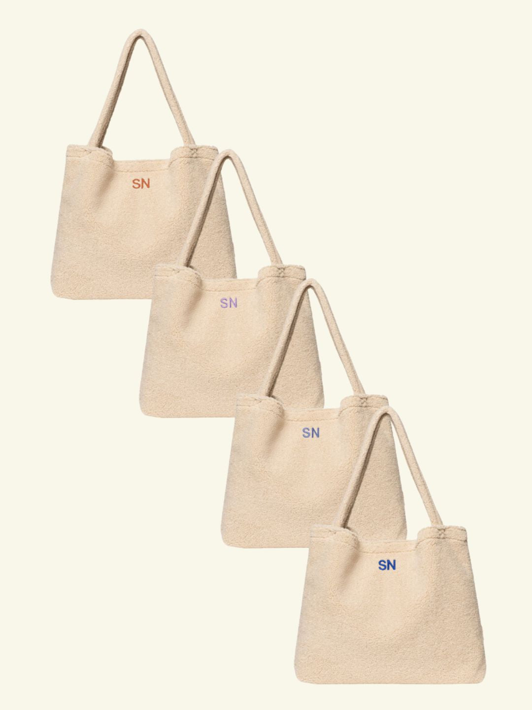 Studio Noos Personalized Mom-Bag - Ecru, Studio Noos personaliseeritud Mom-Bag – värv Ecru, nimetähtedega teddy suur kott emale, tikandite värvid